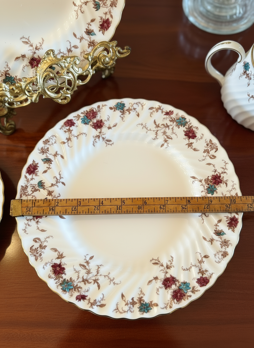 8 Vintage Minton Ancestral 10.5” Dinner Plates Bone China Made In England