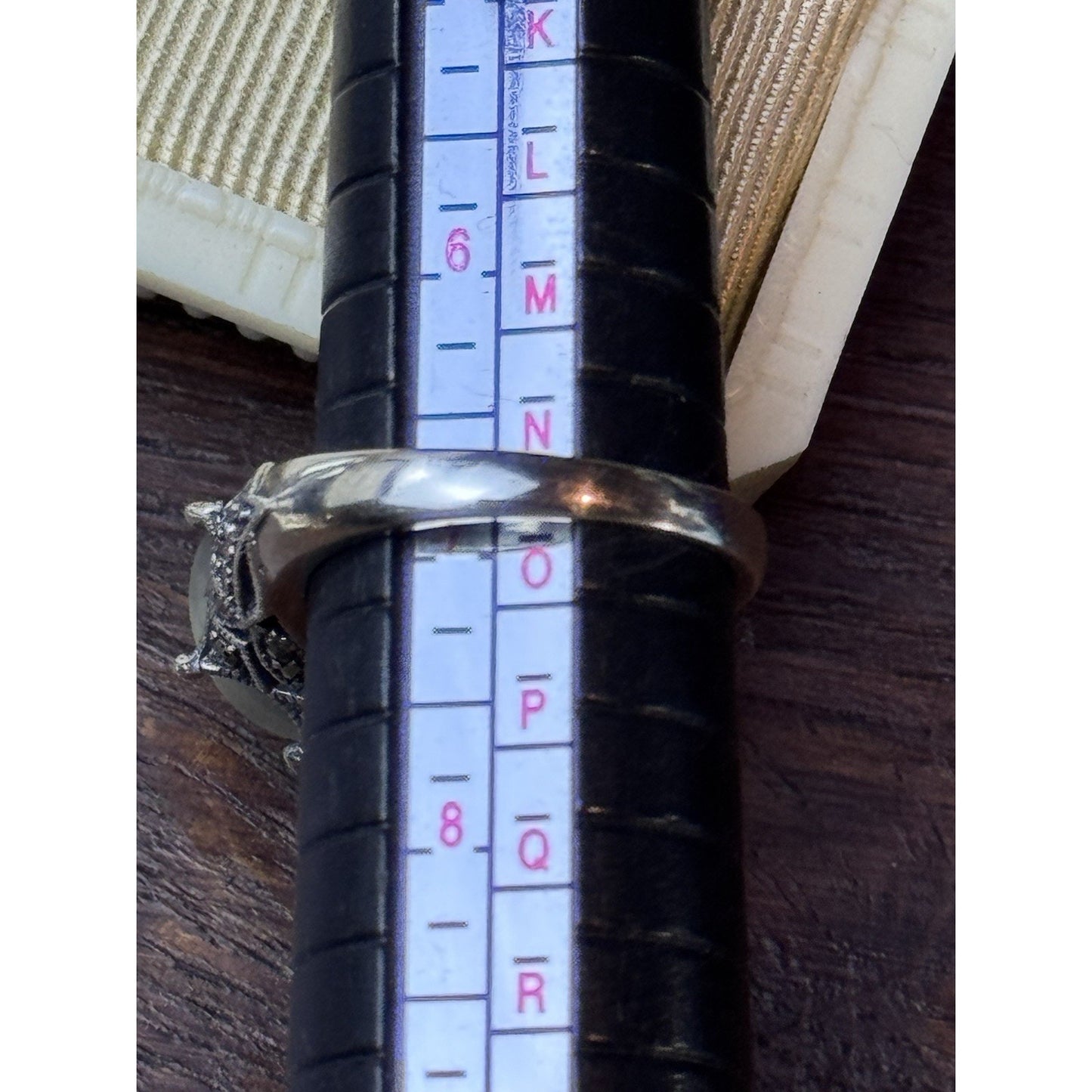 Sterling Silver Camphor Glass Marcasite Ring Size 6.75 Art Deco Style