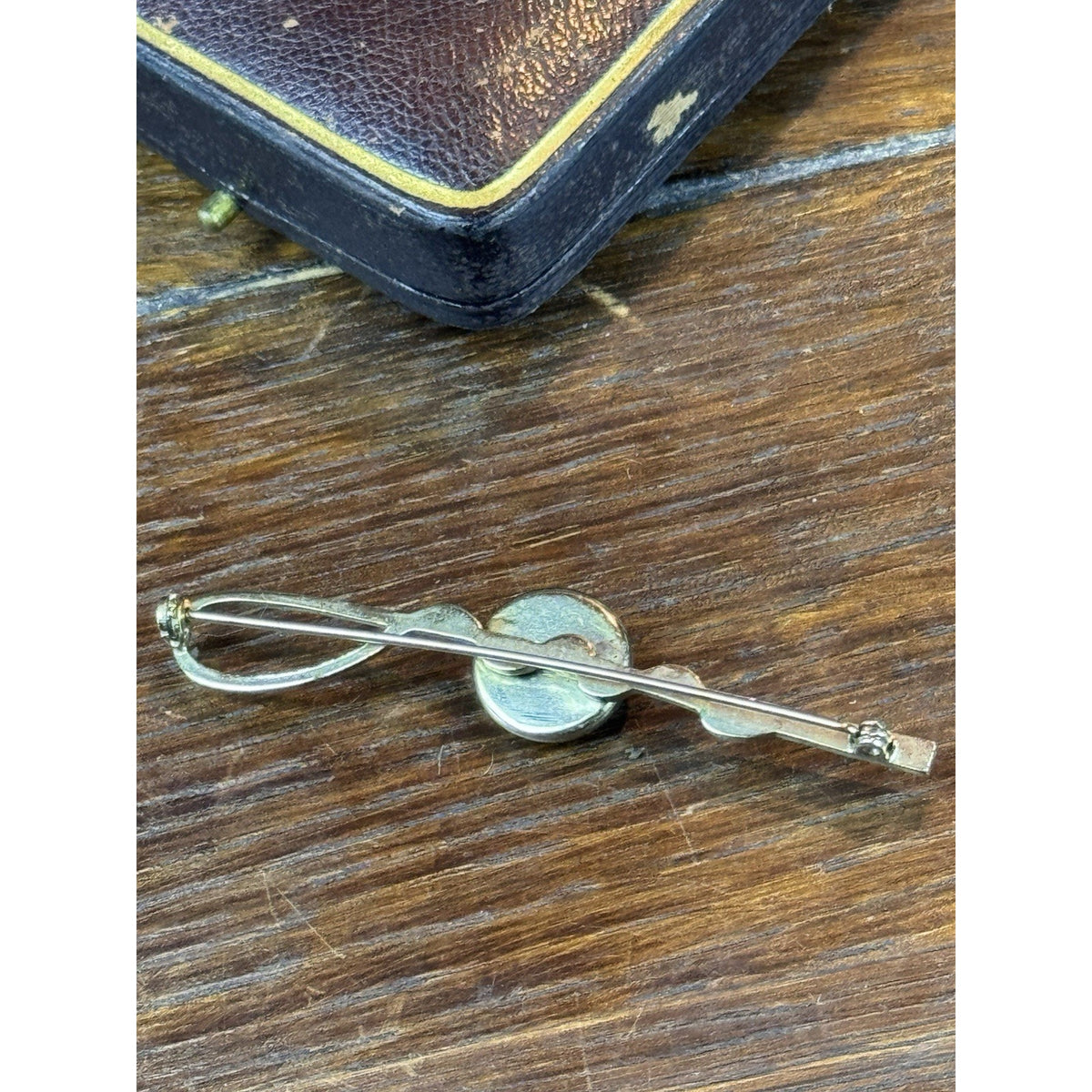 Vintage Horse Brooch Riding Crop Reverse Painted Equestrian Portrait 2.5” x 3/8”