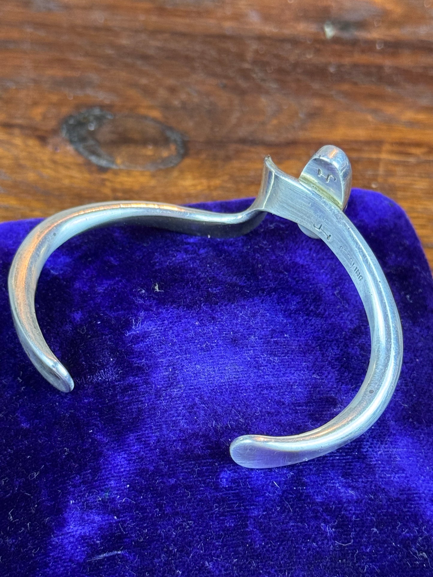 Vintage Sterling Silver Onyx Cuff Bracelet Navajo JH Signed Modernist 33.7g