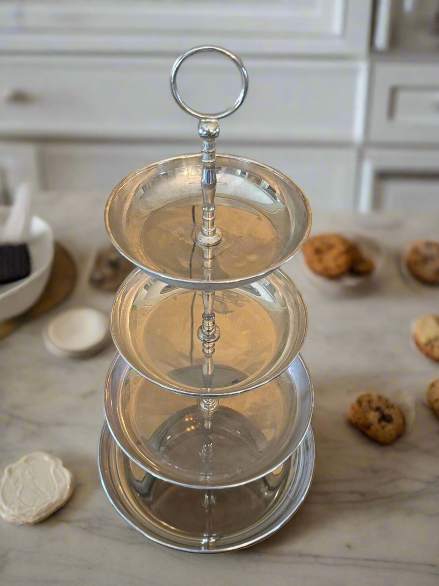 Vintage 4 Tier Silver Plated Server Tray Stand International Silver DECORATIVE