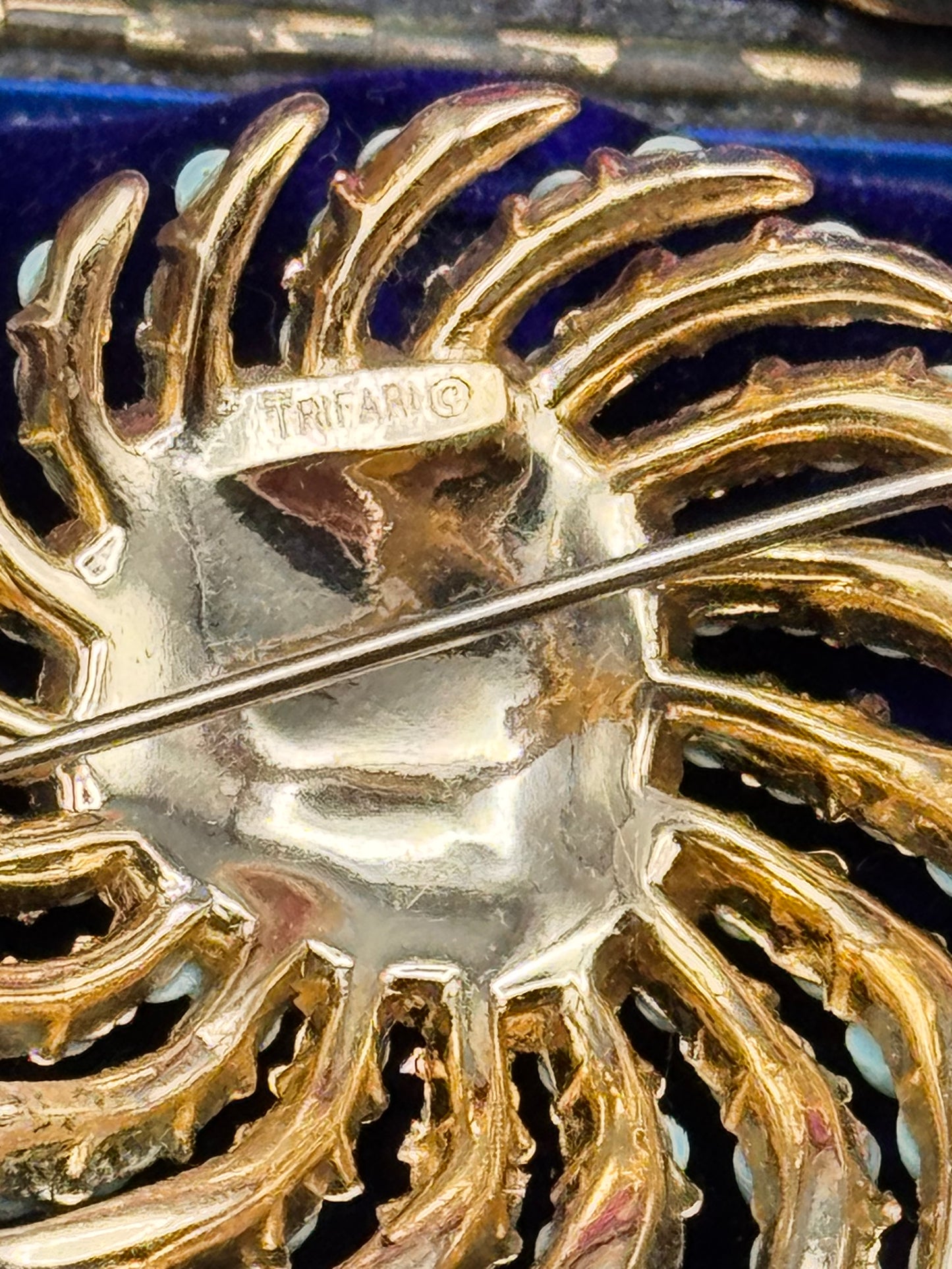 Vintage Brooch Clip Earrings Set Crown Trifari Turquoise Bead Demi Parure