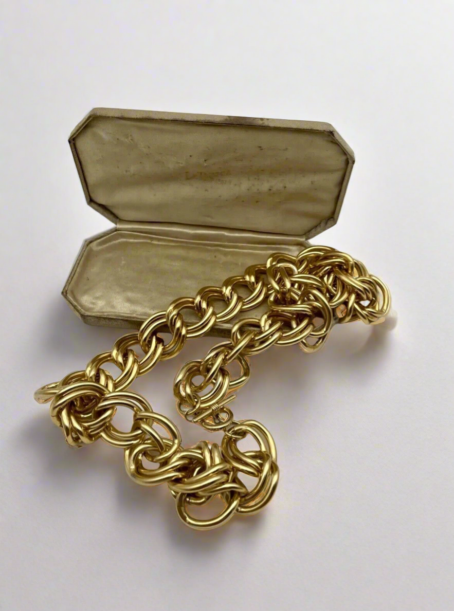 Goldtone Metal Double Link CHUNKY Chain Necklace 30"L