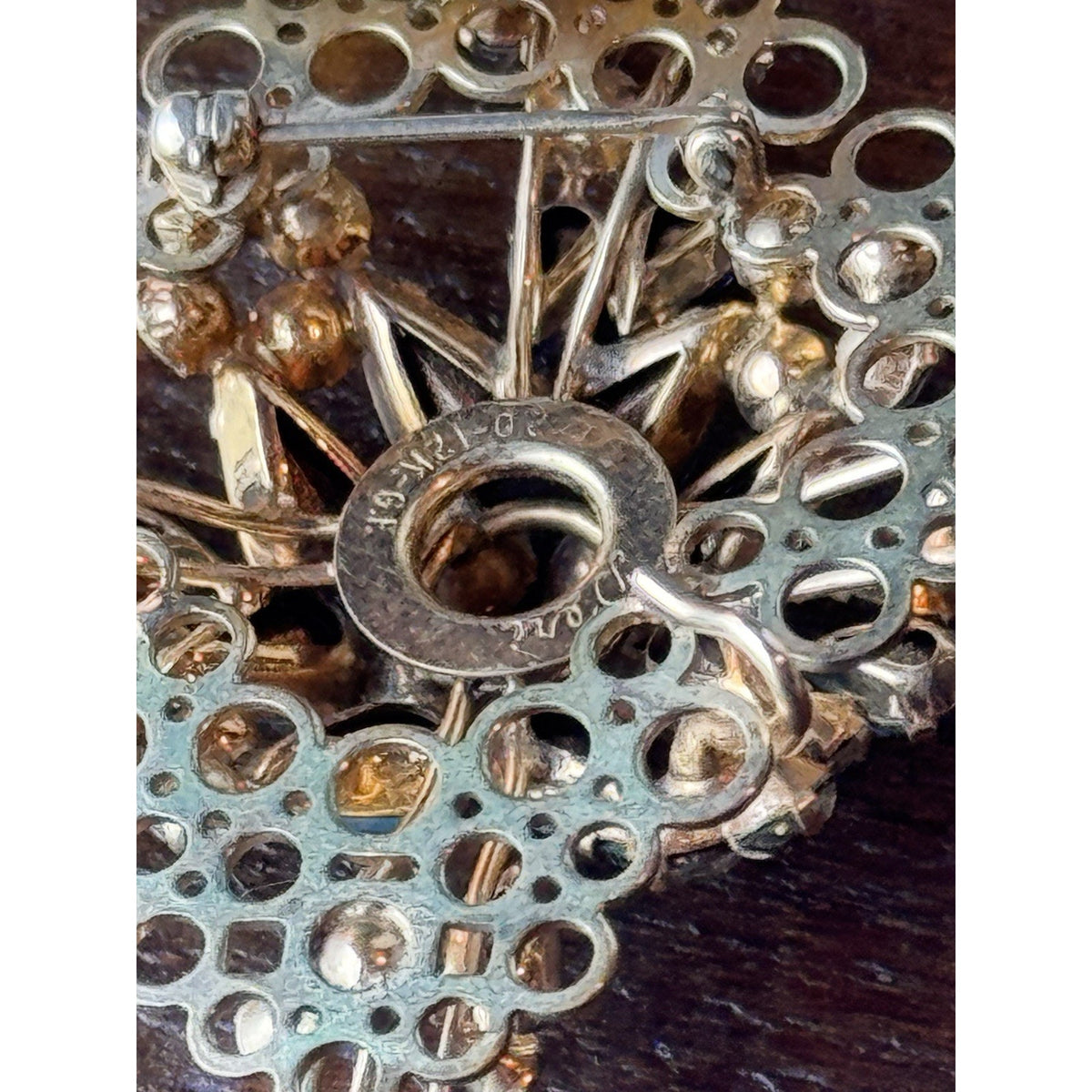 Deri Brooch Pendant Blue Rhinestone Gold Filled SIGNED 2” Vintage