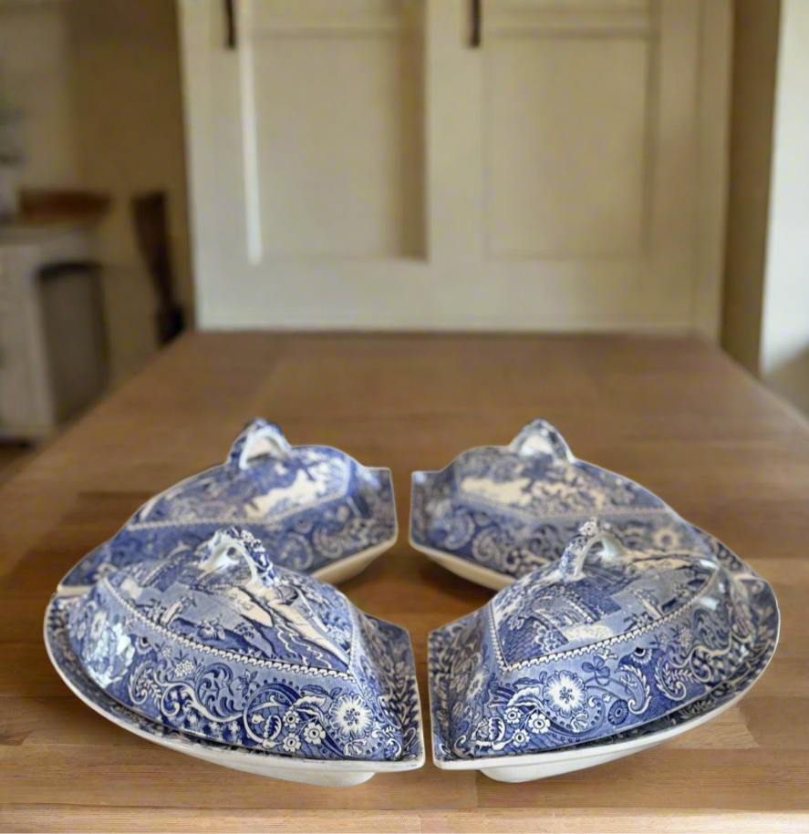 8 Piece CANTERBURY WR Midwinter ANTIQUE Serving Set Blue Transferware