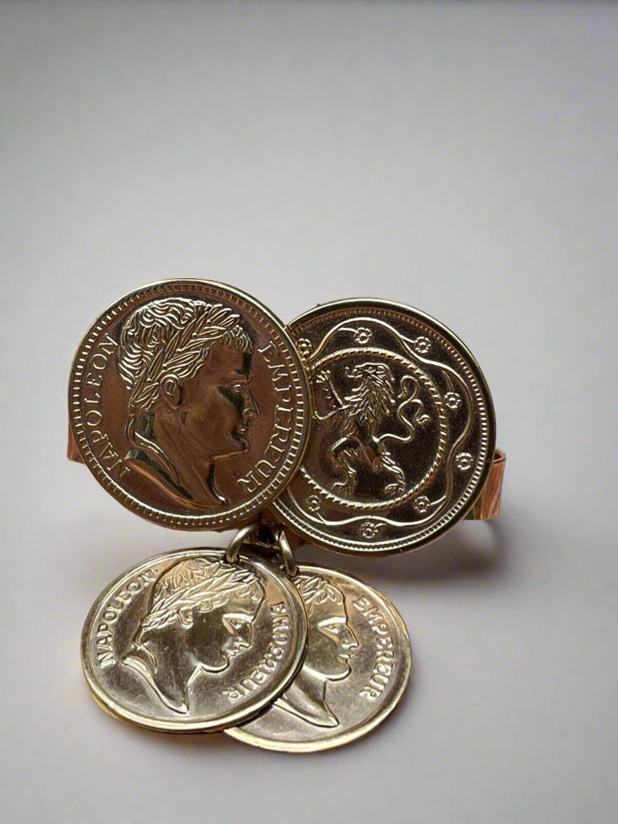 Vintage Sarah Coventry French Coin Scarf Clip Gold Tone SIGNED
