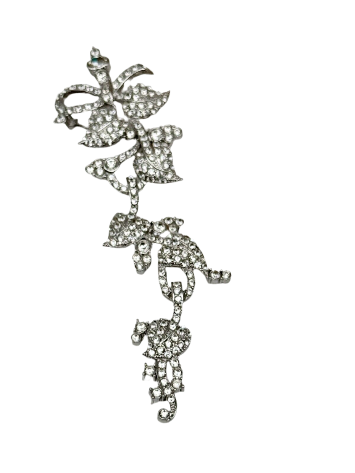 Vintage Nolan Miller Brooch 6” Articulated Rhinestone Floral Design ART Deco