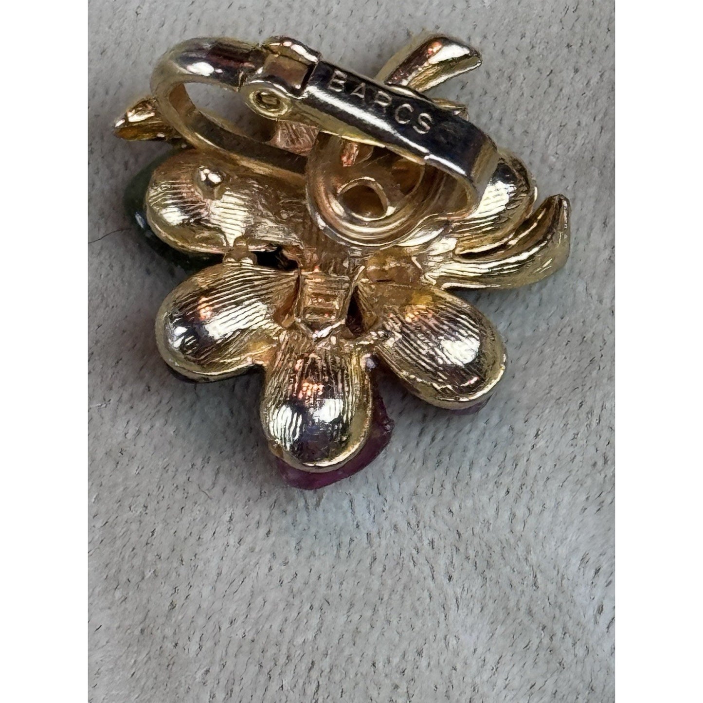 Vintage BARCS Stone Flower Brooch Earrings Set C725 Goldtone Australia