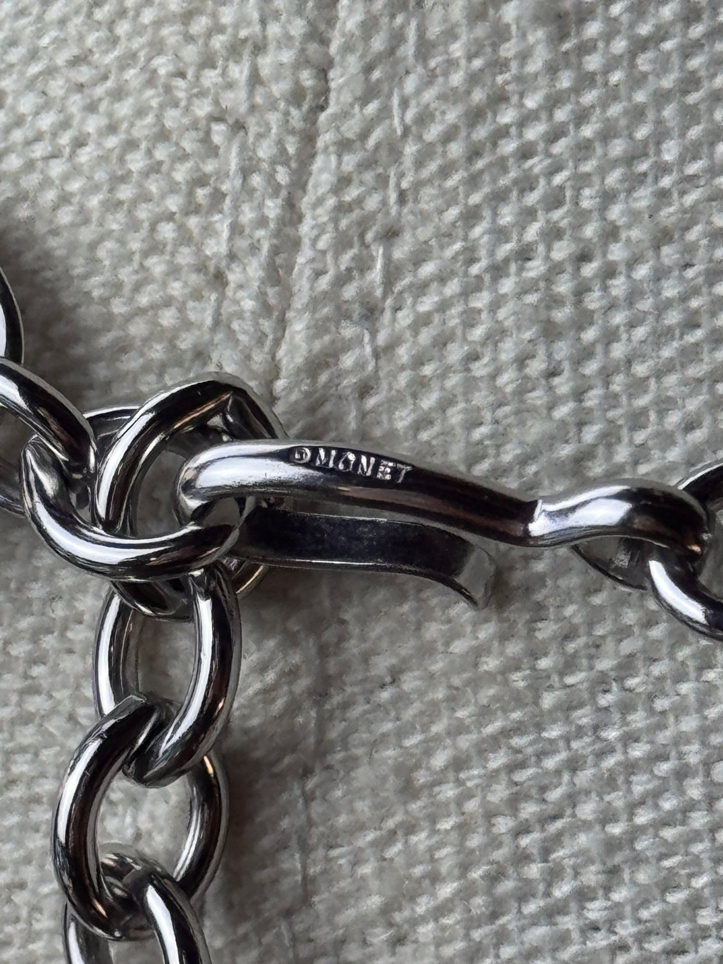 Vintage Monet Silver Tone Double Link Chain Necklace 20.5” x 5/8” Statement