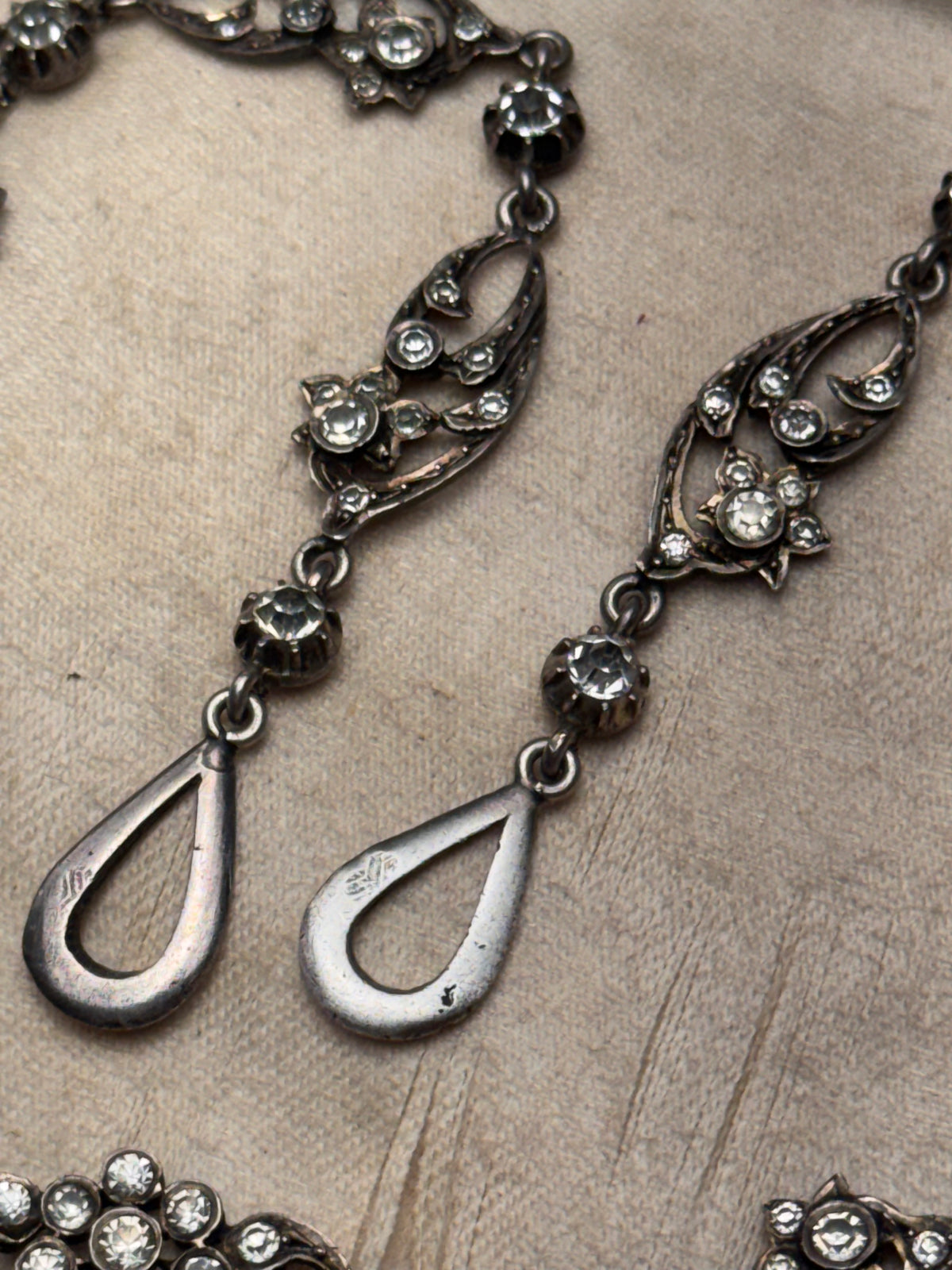 FRENCH Georgian Style Crown Saint Esprit Antique Foiled Paste Festoon Necklace