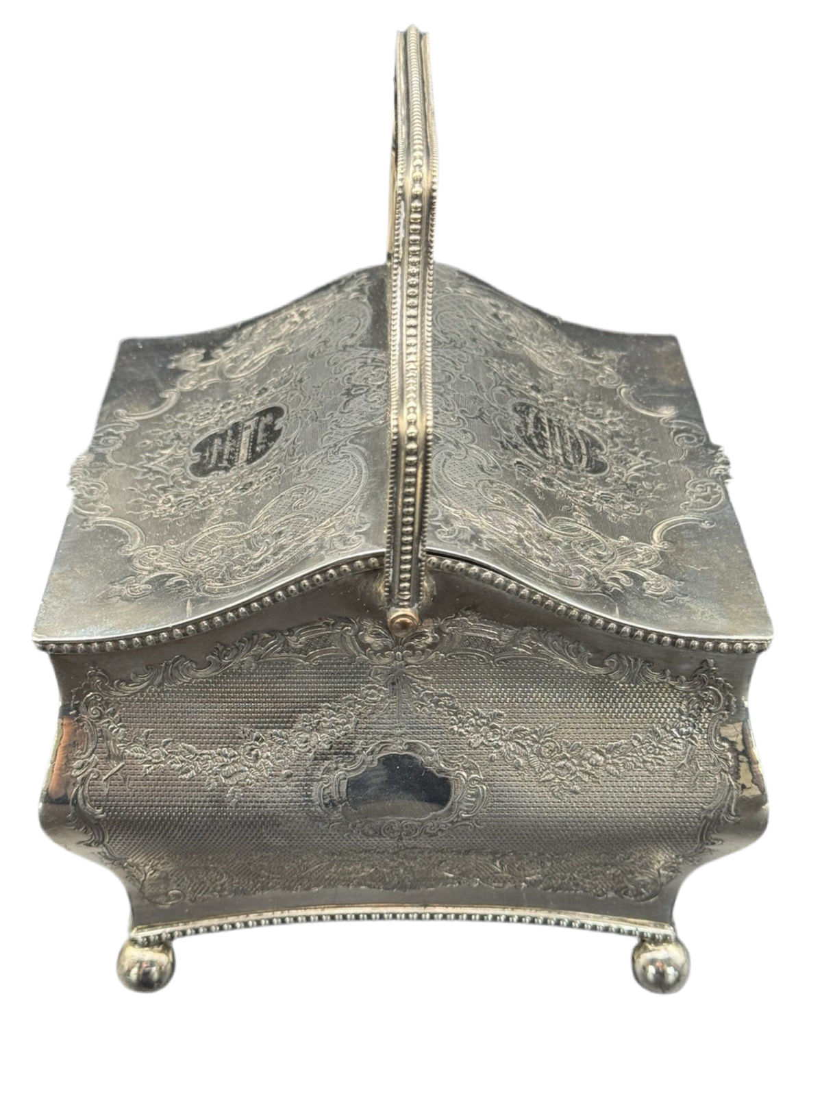 Antique Sheffield Silver Plate Double Biscuit Box – 1889 Marriage Presentation
