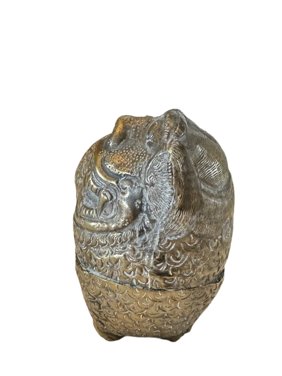 VINTAGE Foo Lion Dog “Betel Nut” Container Box Metal