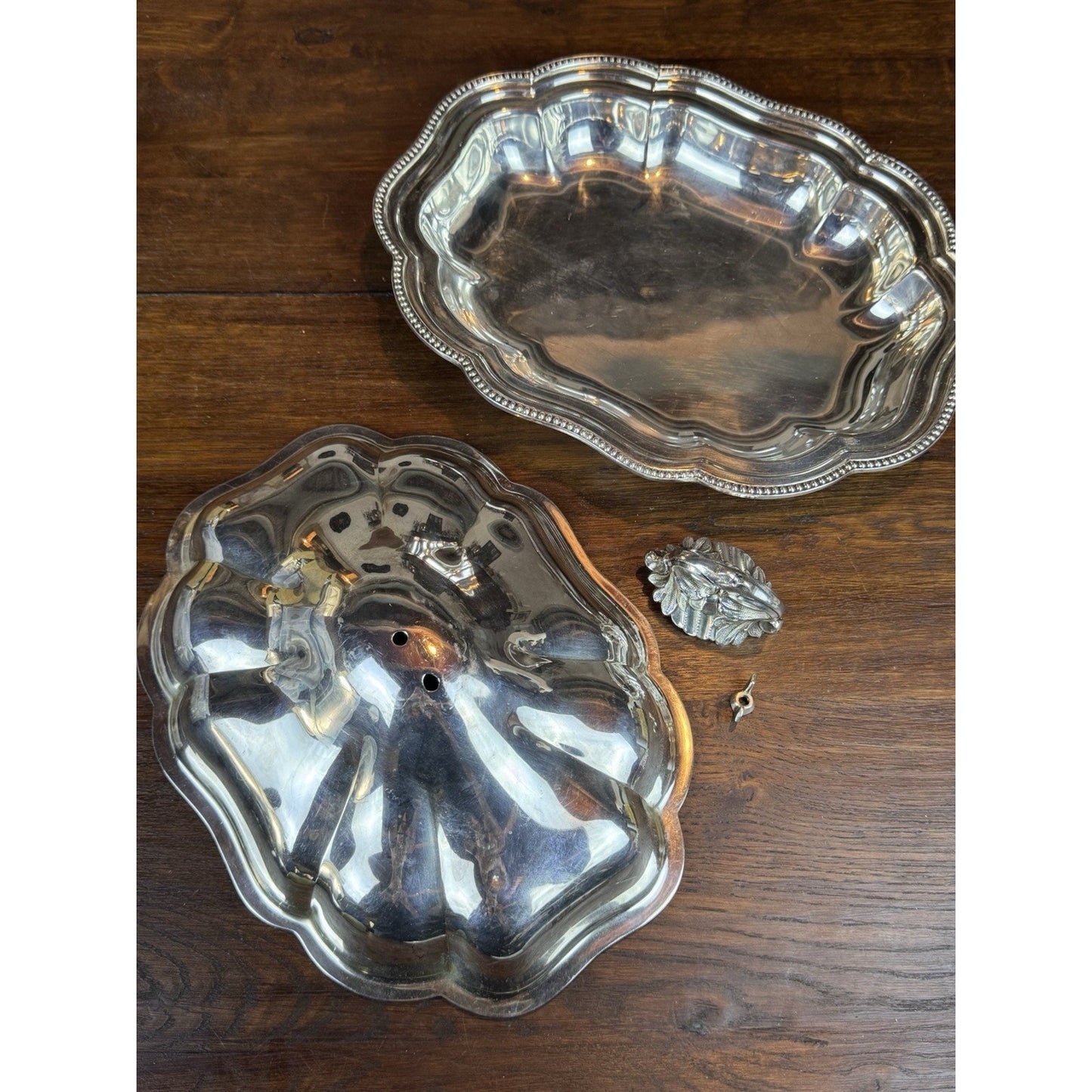 Vintage Silverplate English Style Covered Entrée Dish Chippendale 13”