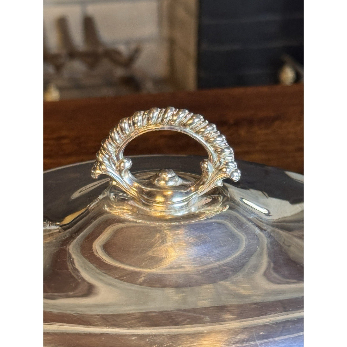 Vintage Silverplate Covered Vegetable Serving Dish Tureen Rope Edge 10.5”