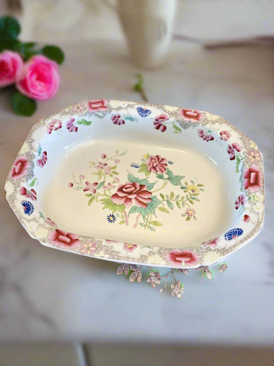 Antique GEORGIAN Hicks & Meigh 1815 Oval Bowl Ironstone #8 RARE Ca 10.75” X 8”