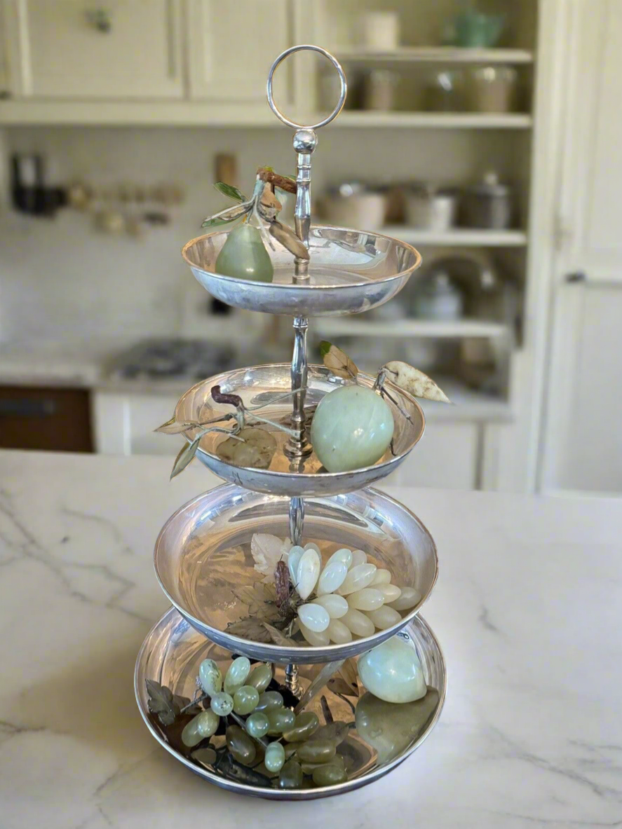 Vintage 4 Tier Silver Plated Server Tray Stand International Silver DECORATIVE