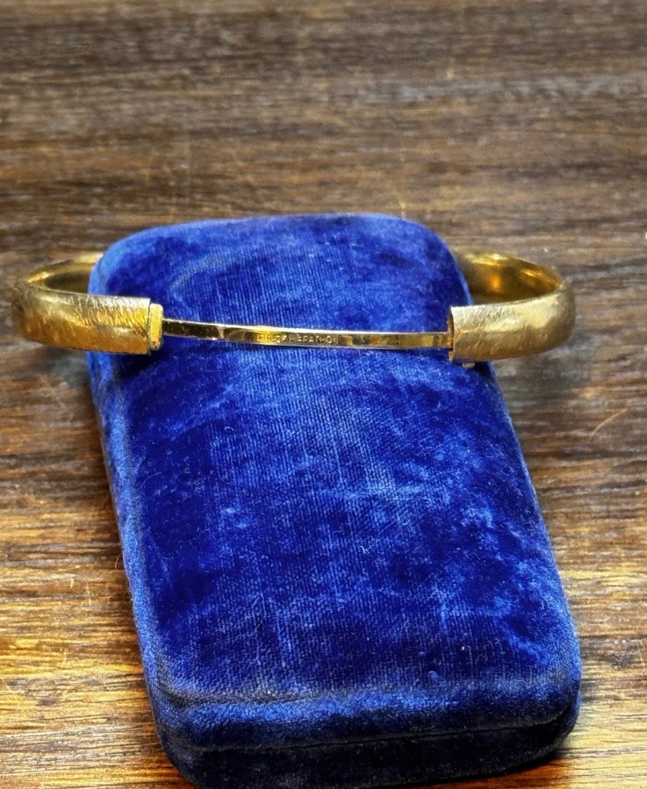 Gold-Filled Bangle Bracelet Hinged Floral Engraved 7” BRUSHED
