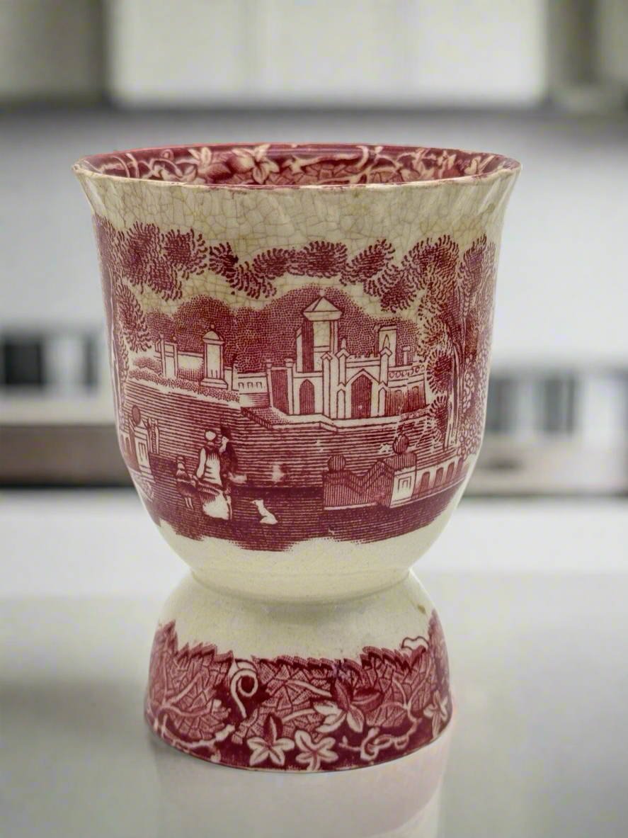 ANTIQUE MASON’S VISTA RED TRANSFERWARE DOUBLE EGG CUP 4”