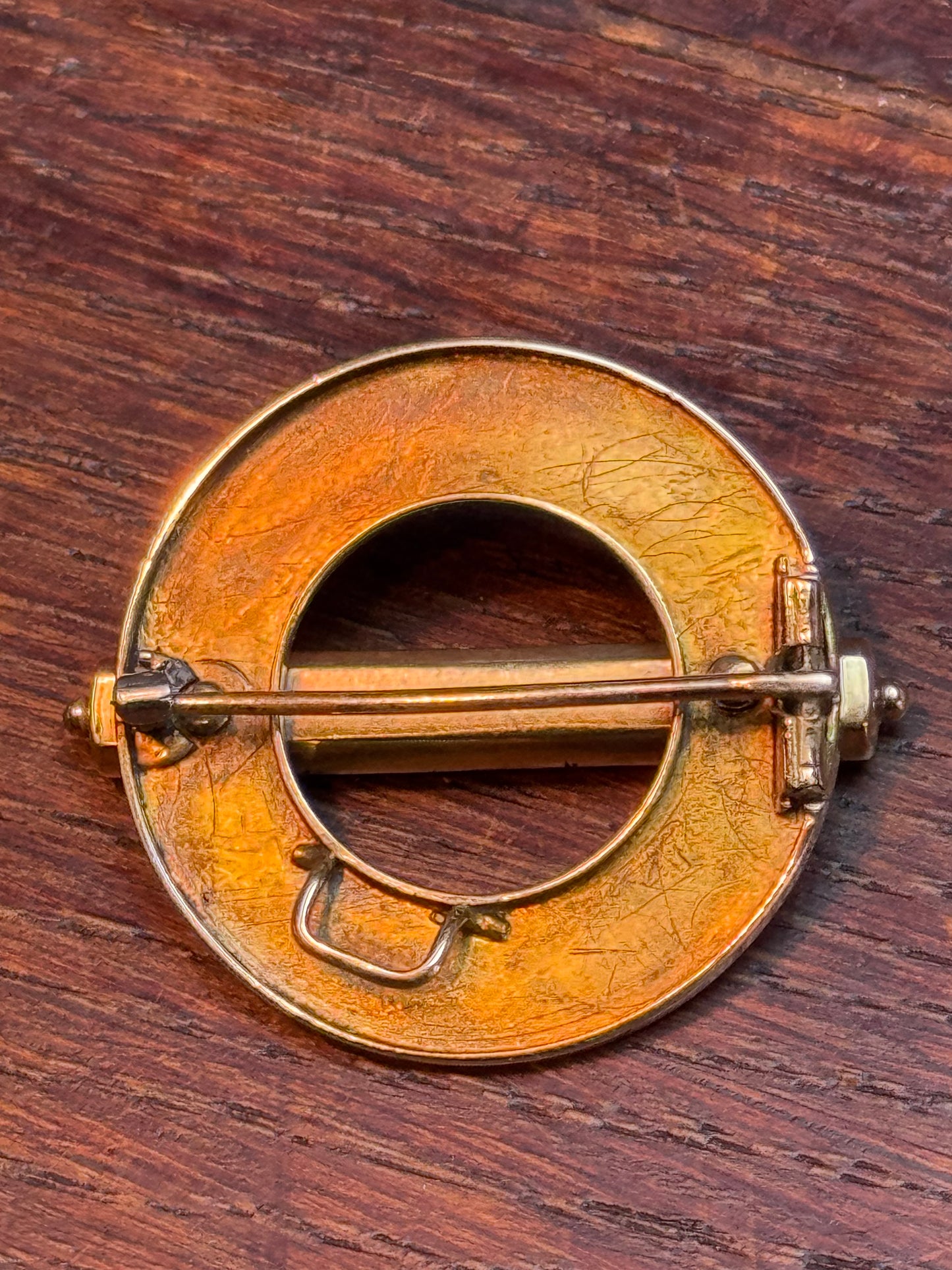 Victorian Sterling Silver 14K Gold Plated Taille d’Épargne Enamel Brooch Pendant