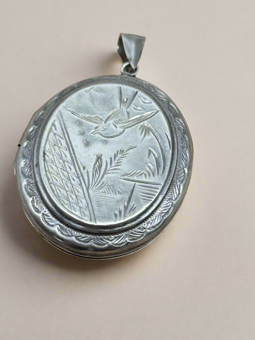 Antique IRISH Sterling Silver Locket Aesthetic Movement Design