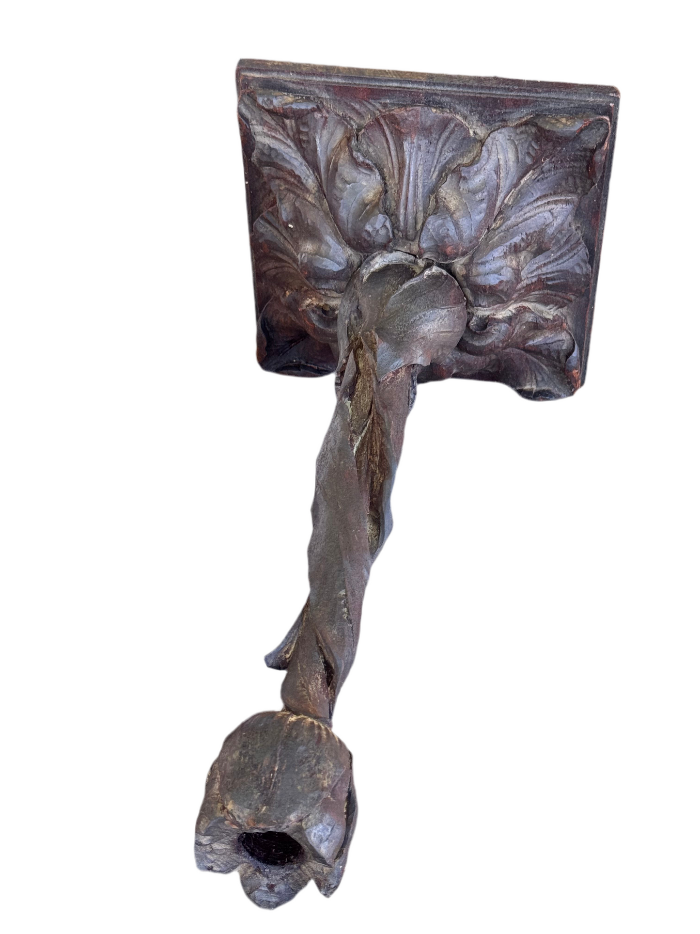 Antique BLACK FOREST Style Hand Carved Tulip Candlestick Pair Circa 14”h EXTREMELY RARE‼️