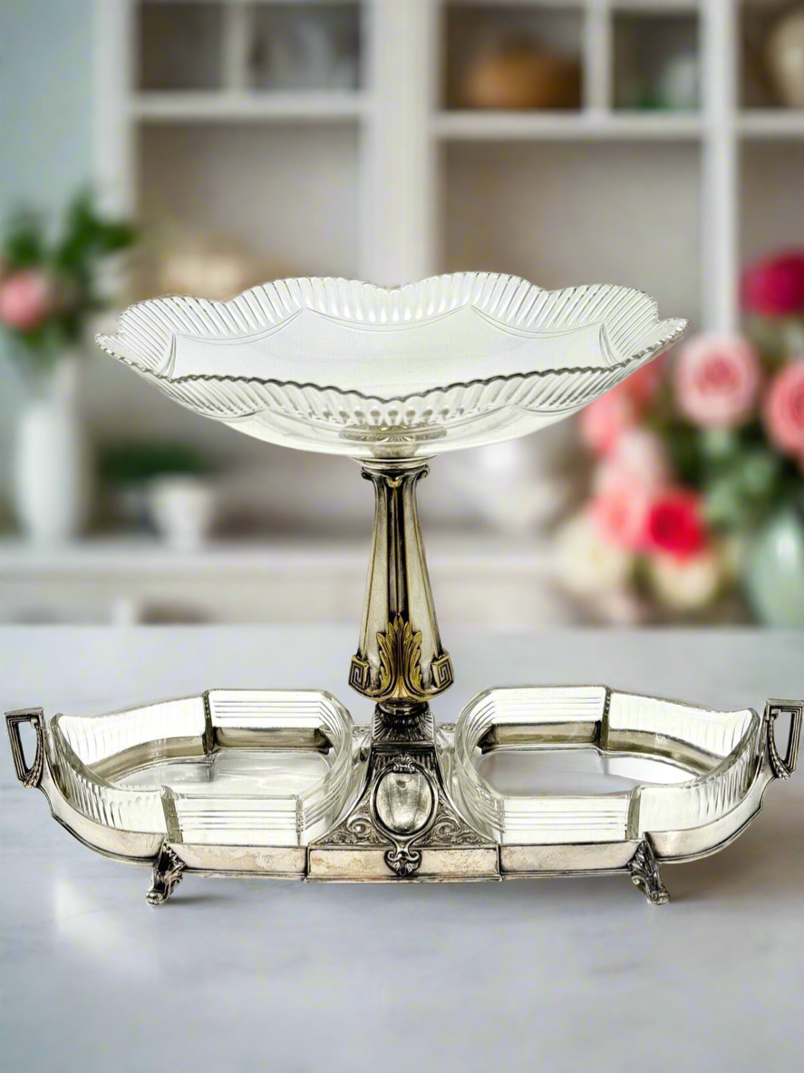 Art Deco WMF EPERGNE Center Piece EPERGNE Silver Plate Gondola Design RARE‼️