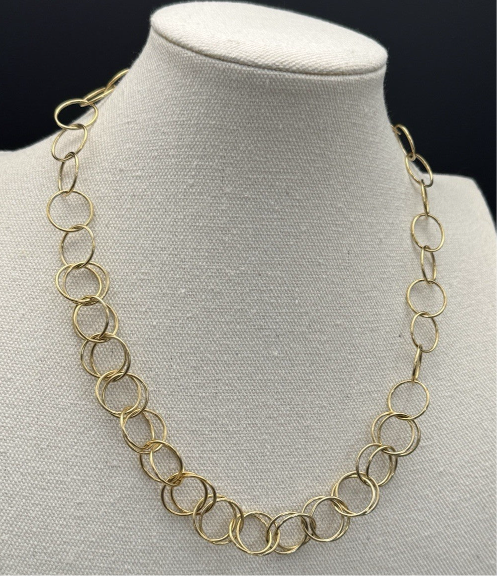CANADA Signed STERLING SILVER GOLD PLATED CIRCLES NECKLACE 20”