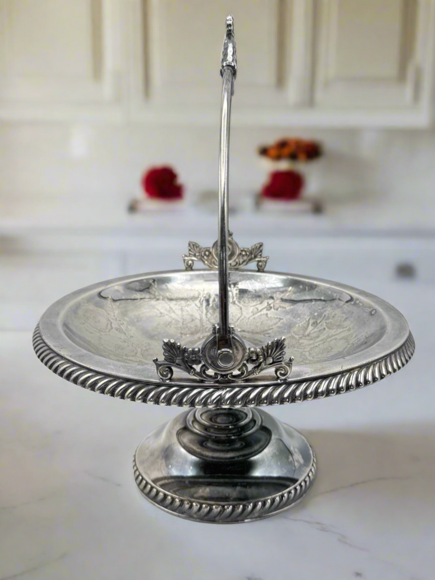 Antique Middleton Silverplate Quadruple Brides Basket Floral Design