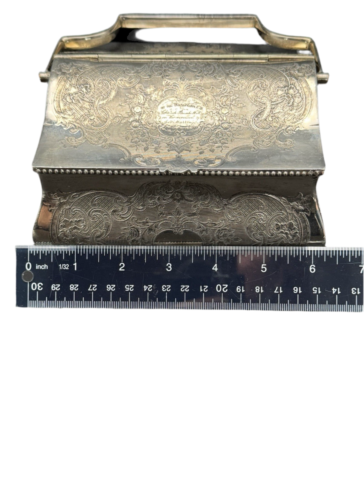 Antique Sheffield Silver Plate Double Biscuit Box – 1889 Marriage Presentation