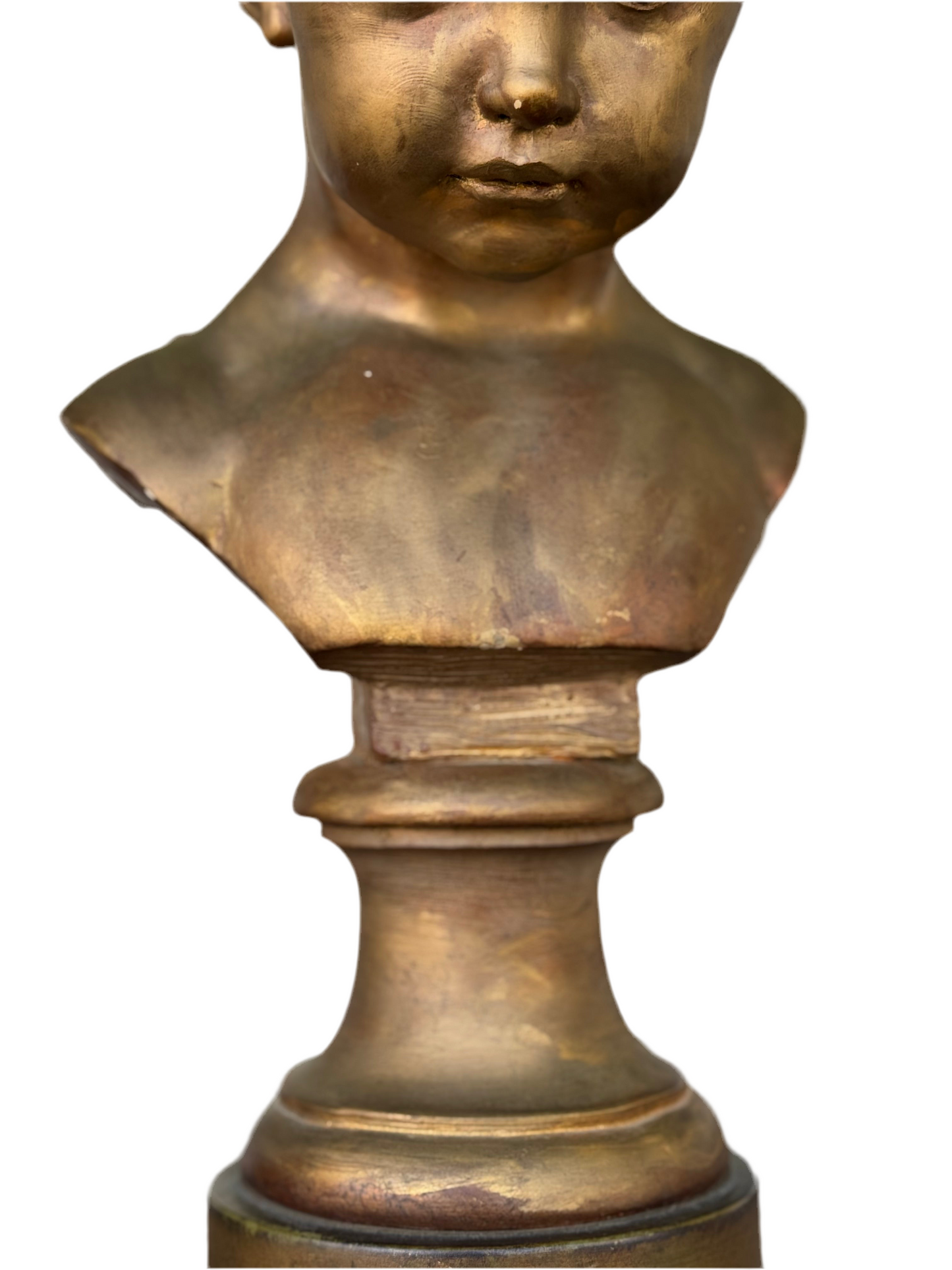 Antique STYLE French Girl Bust reproduction of a work by the French sculptor Jacques François Joseph Saly (1717-1776). SUBSTANTIAL Estate Find On Wooden Base 21”h