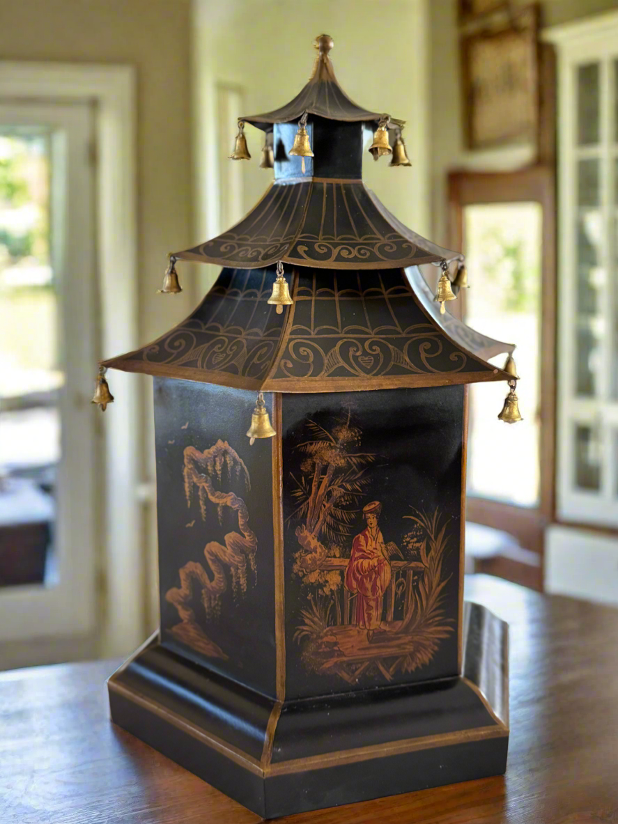 Vintage FRENCH Hand Painted TOLE WARE Pagoda Storage Box 17.5” X 12” RARE‼️
Apr1_18:37