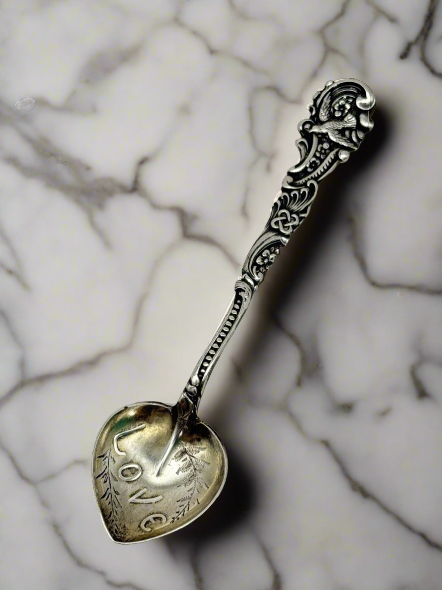Sterling Silver Demitasse LOVE Spoon 4” ESTATE FIND
