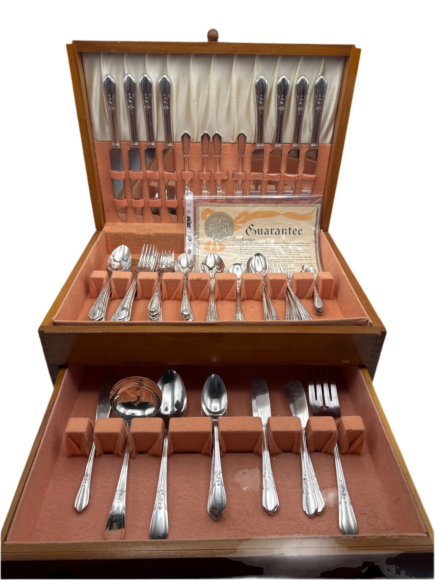 Silverplate Silverware Set 82 Pc Oneida Simeon L & George H Rogers Countess II Pattern 1936 w/ Wooden Chest FREE SHIPPING‼️