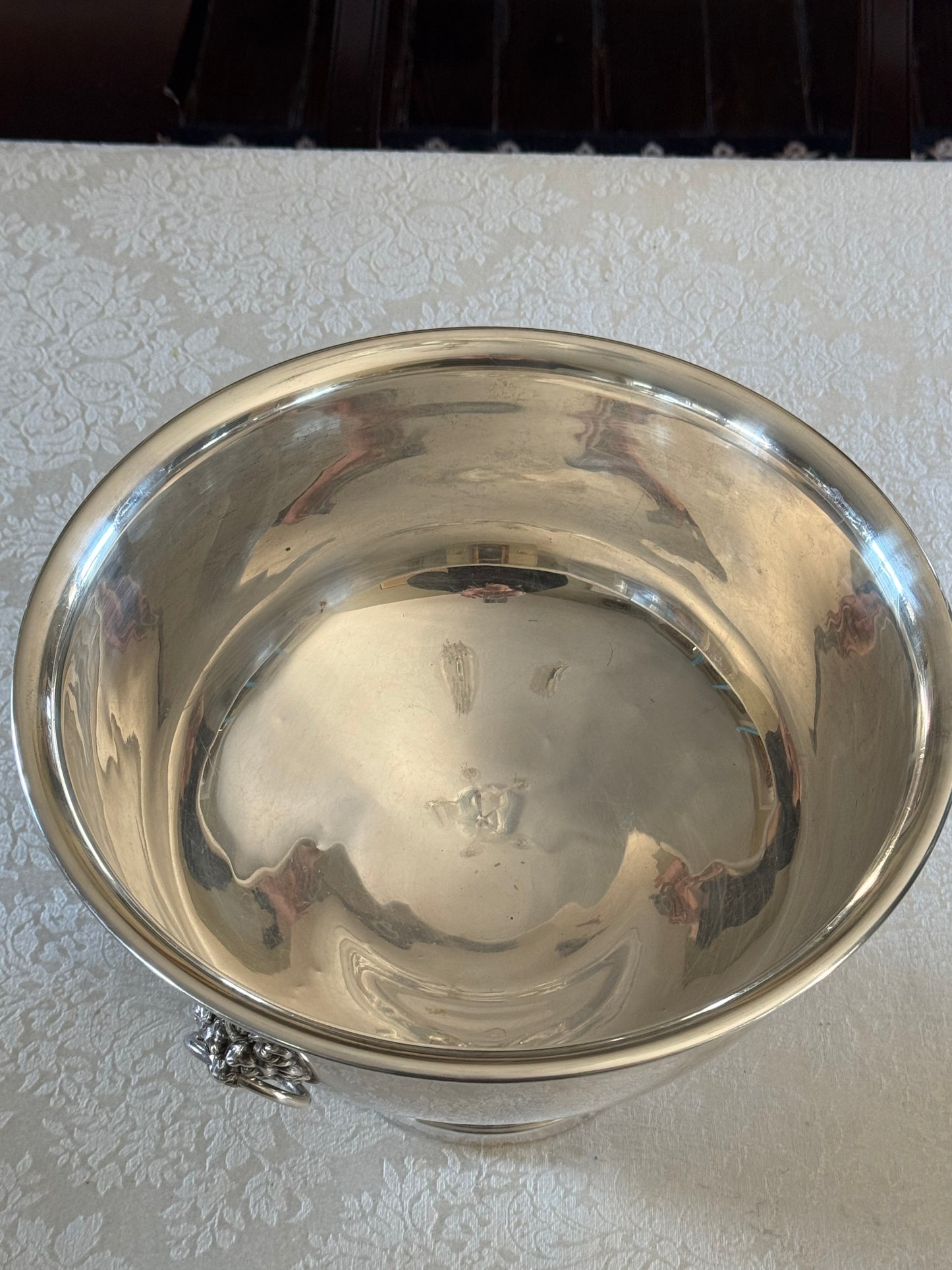 Vintage Silverplate Punch Bowl LARGE Wine Cooler Lion Head Ring Handles Rogers