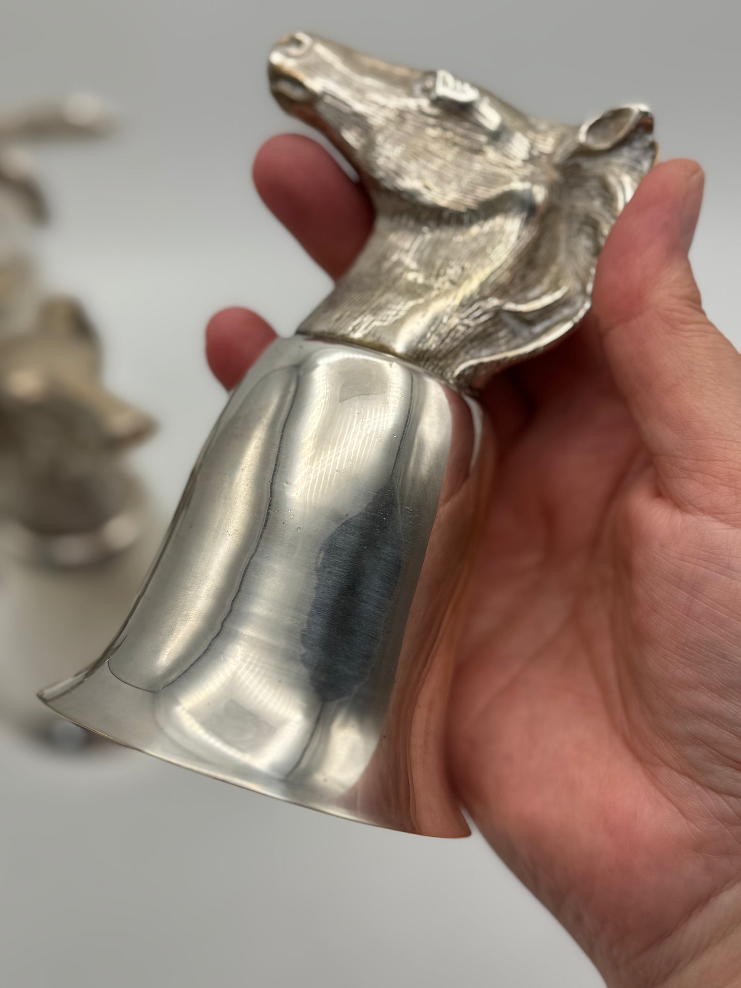 Vintage Stirrup Cup Silver Plate HORSE Equestrian ESTATE FIND Ca.5.5”h