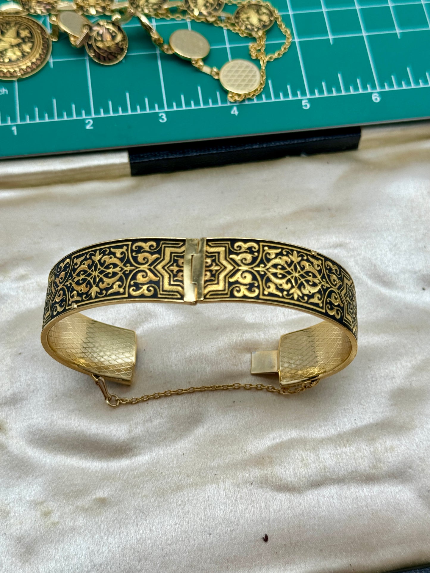 Damascene Jewelry Set Bangle Bracelet & Necklace