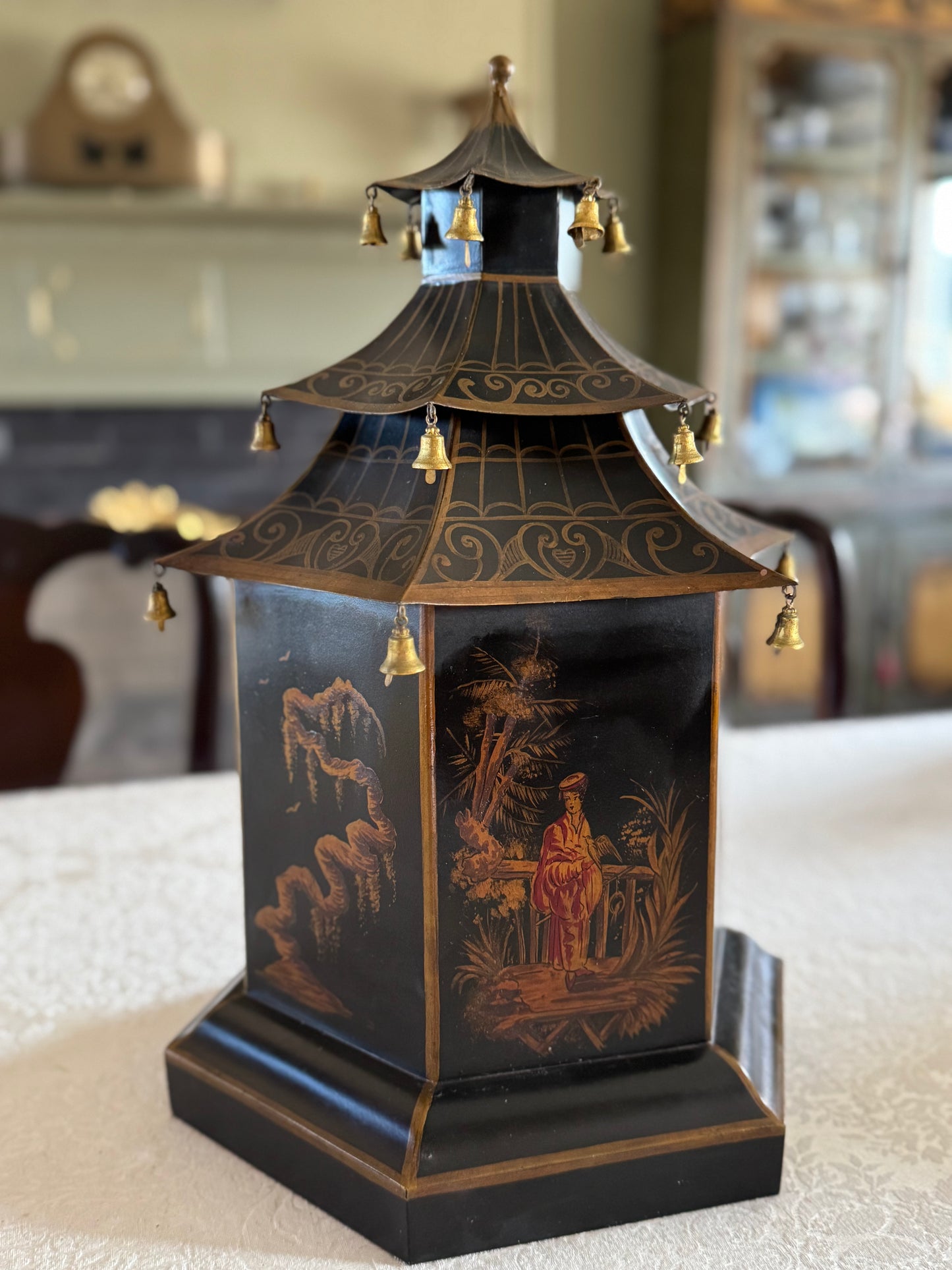 Vintage FRENCH Hand Painted TOLE WARE Pagoda Storage Box 17.5” X 12” RARE‼️
Apr1_18:37