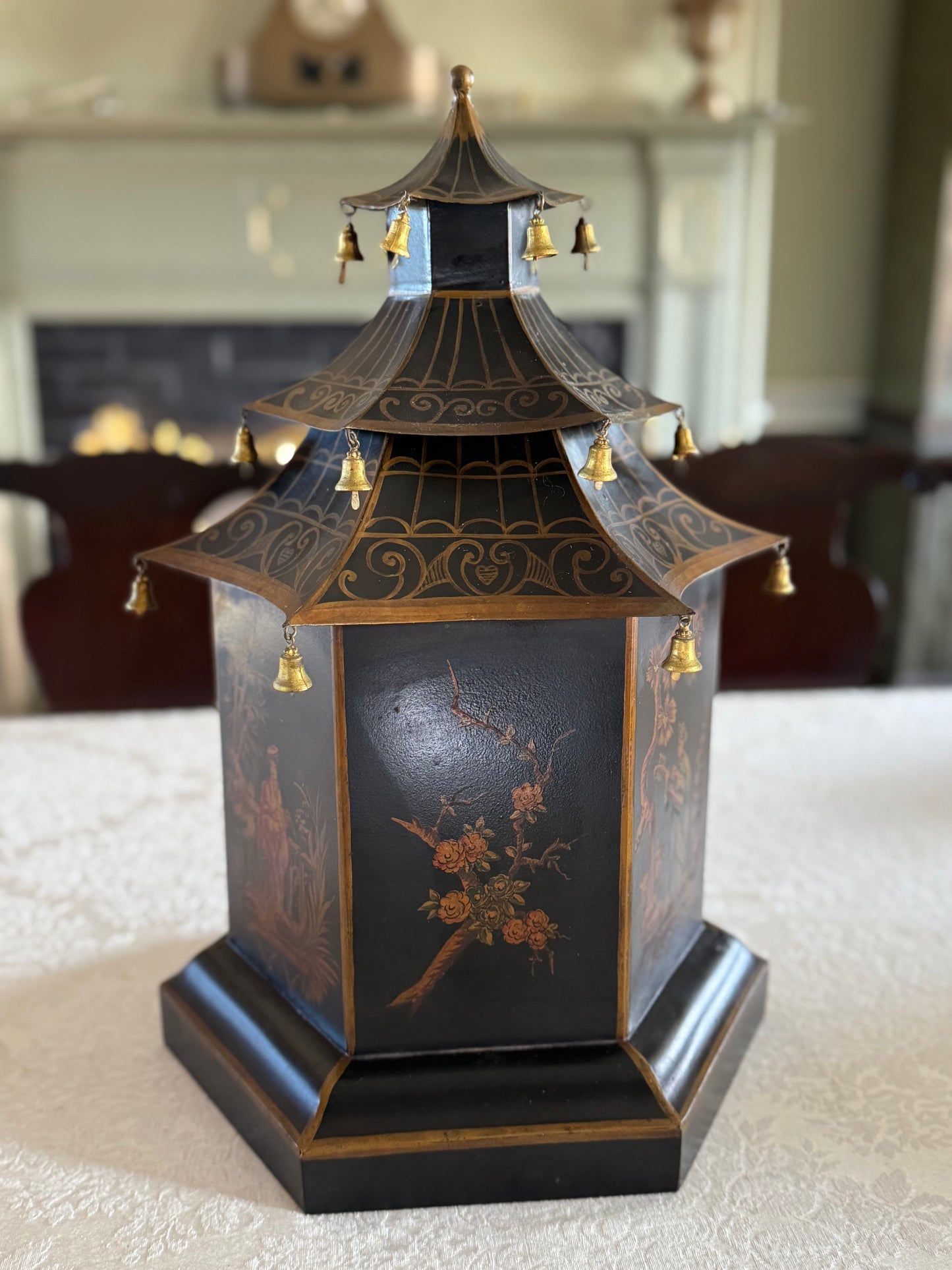 Vintage FRENCH Hand Painted TOLE WARE Pagoda Storage Box 17.5” X 12” RARE‼️
Apr1_18:37