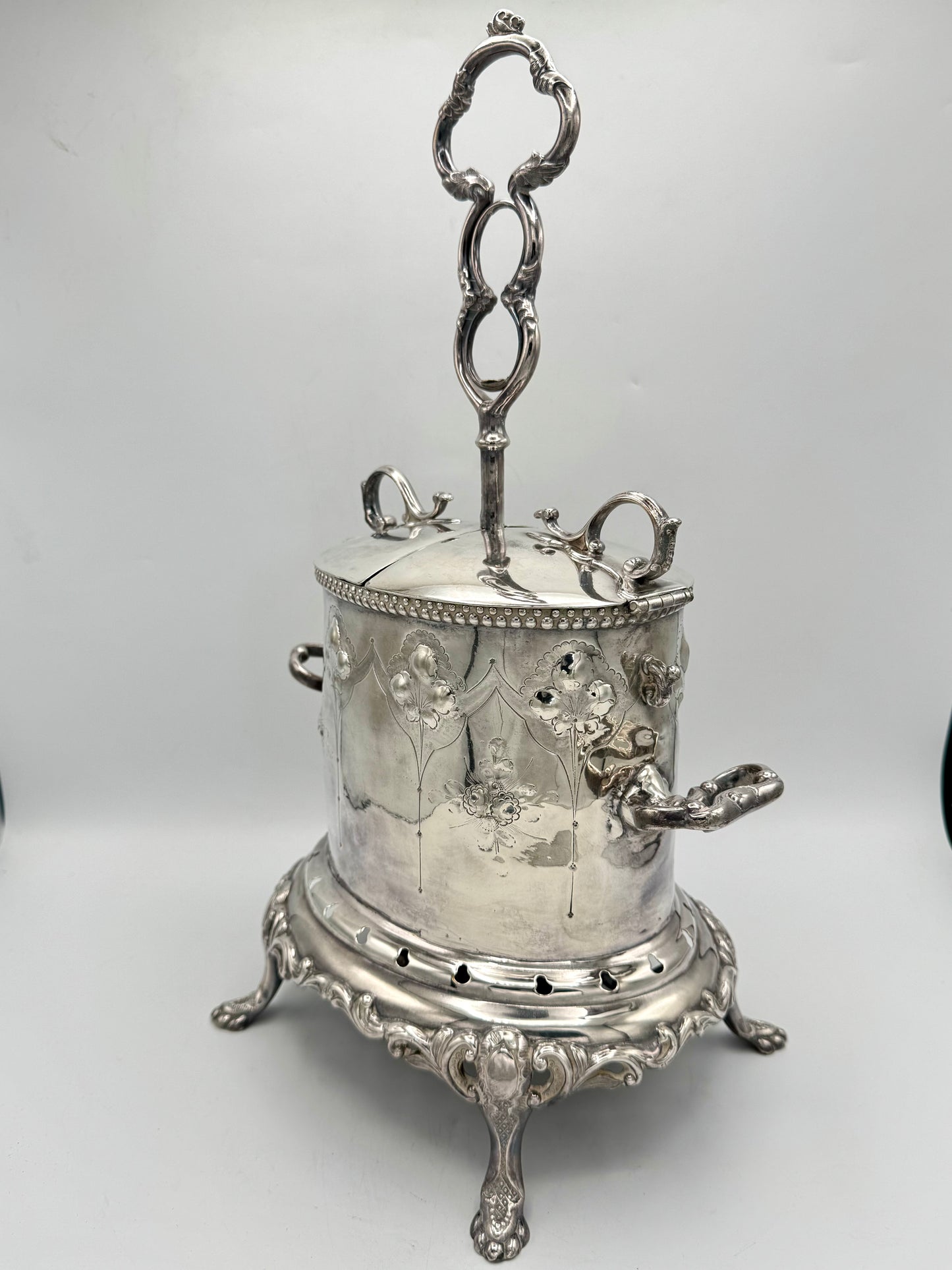 RARE Antique Sheffield STYLE Silverplate 12 Egg Coddler Server Art Nouveau c1900