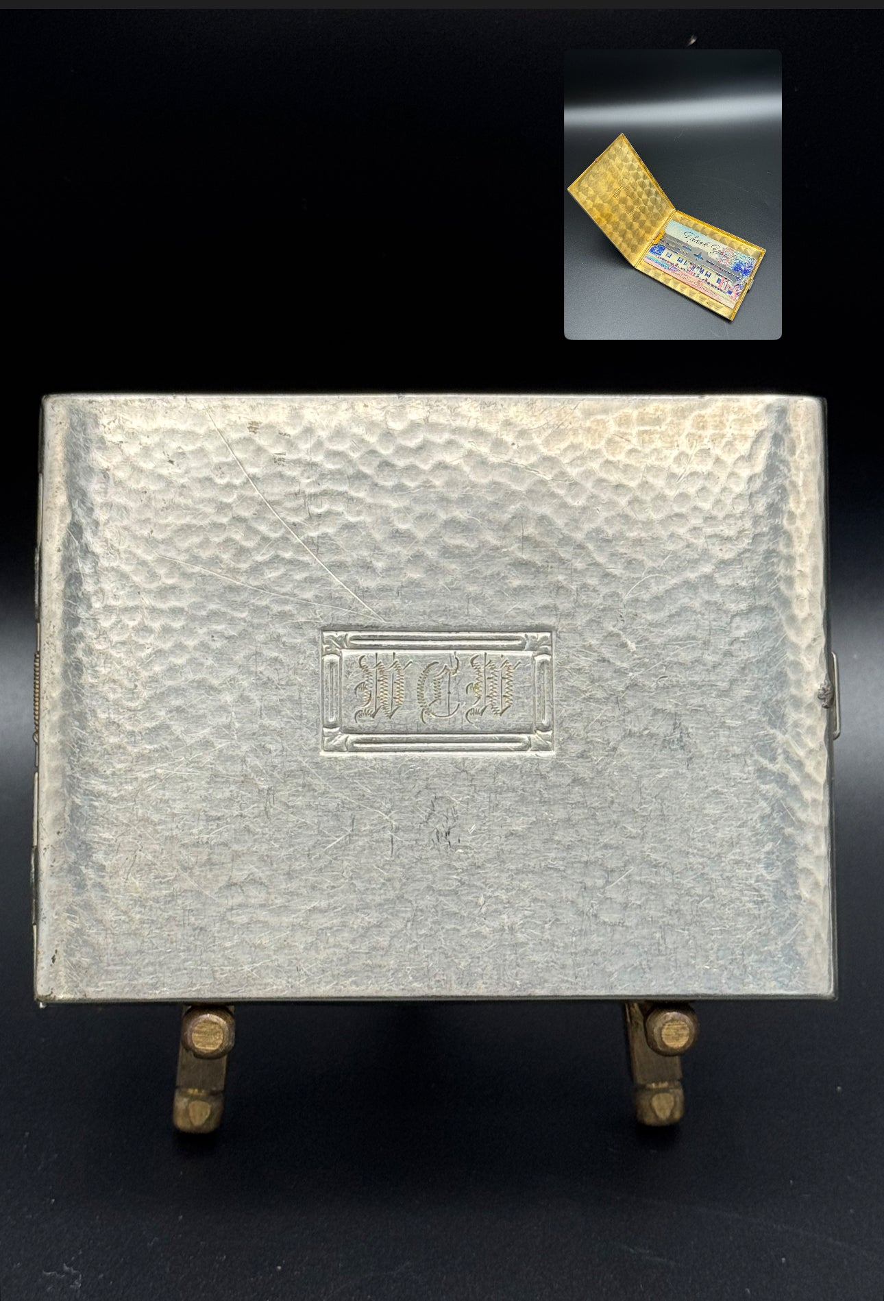 Vintage Silvertone Calling Card Case Monogrammed ESTATE FIND