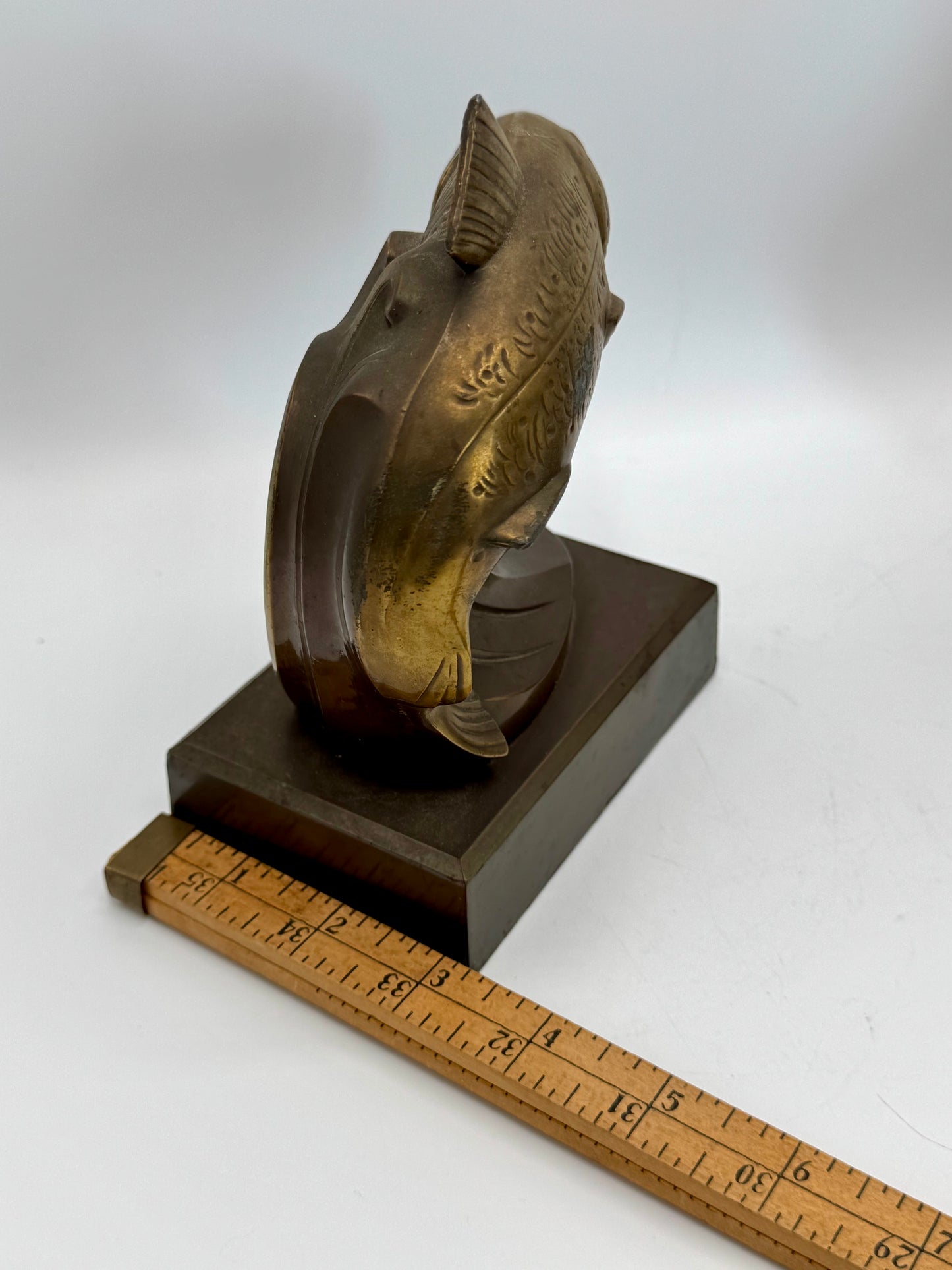 Vintage ART DECO Bronze Brass Style Book Ends TROUT Fish Estate Find Heavy!