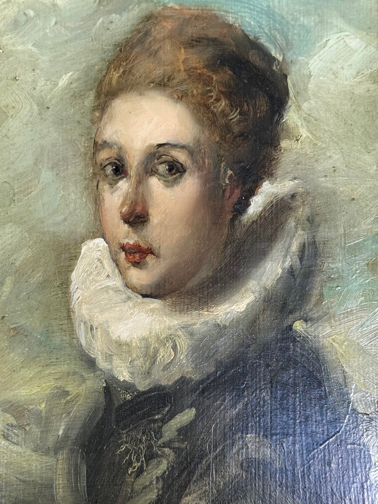 Vintage Oil On Board Framed “Elizabethan Portrait” Circa 17.75” X 13” Framed