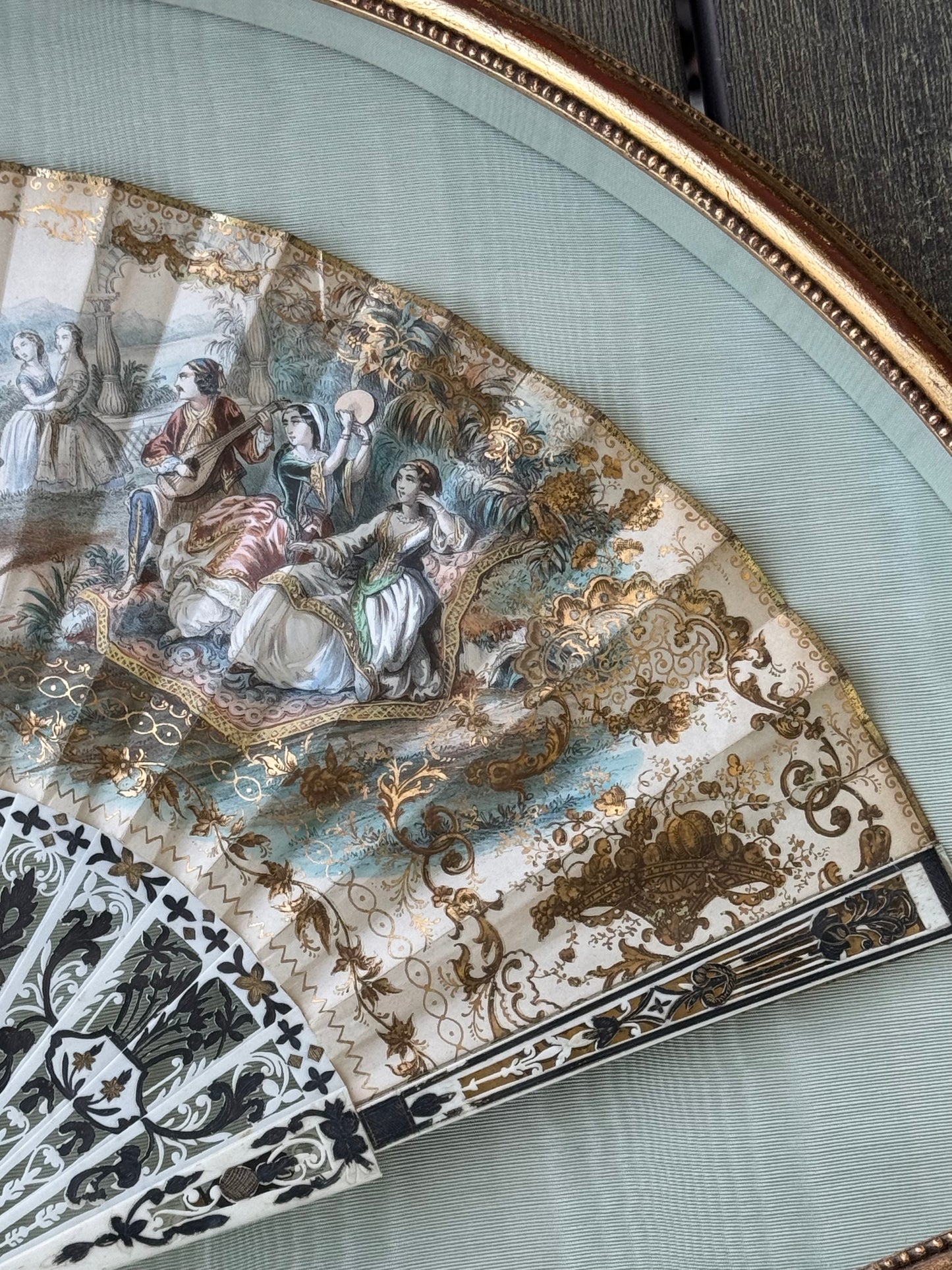 Vintage Hand Fan in Shadow Box circa 25” by 16.5” by 2.5” ESTATE FIND