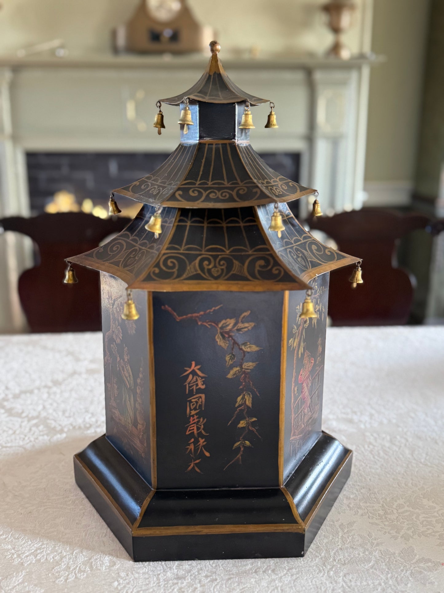 Vintage FRENCH Hand Painted TOLE WARE Pagoda Storage Box 17.5” X 12” RARE‼️
Apr1_18:37