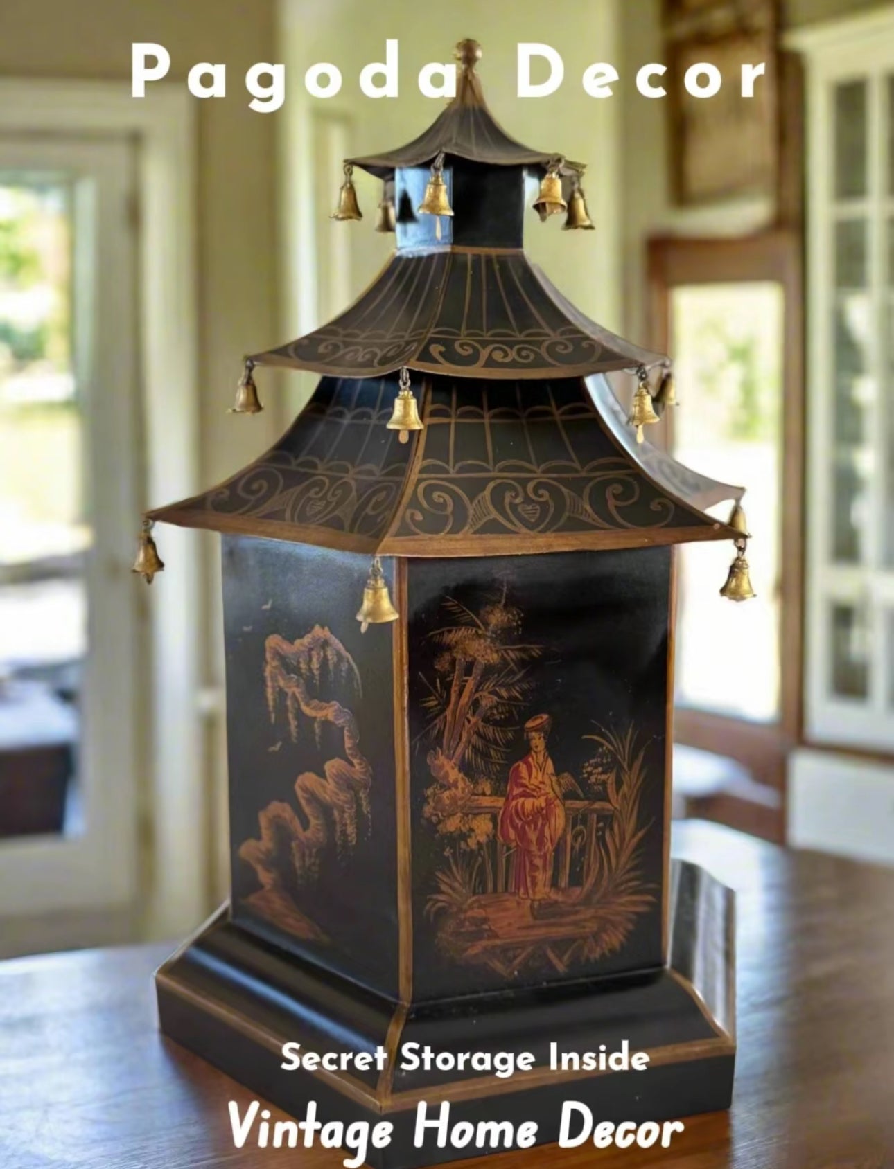 Vintage FRENCH Hand Painted TOLE WARE Pagoda Storage Box 17.5” X 12” RARE‼️
Apr1_18:37