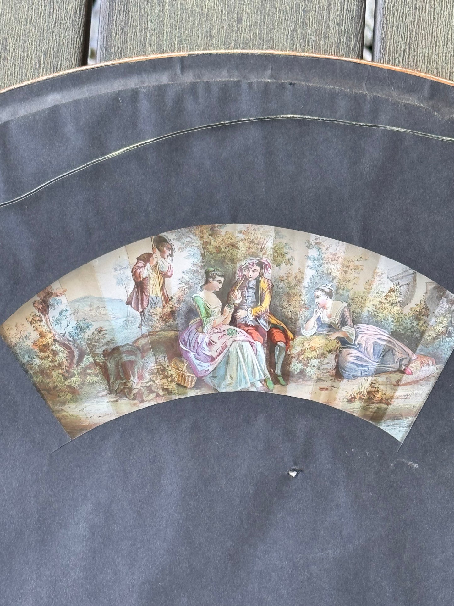 Vintage Hand Fan in Shadow Box circa 25” by 16.5” by 2.5” ESTATE FIND