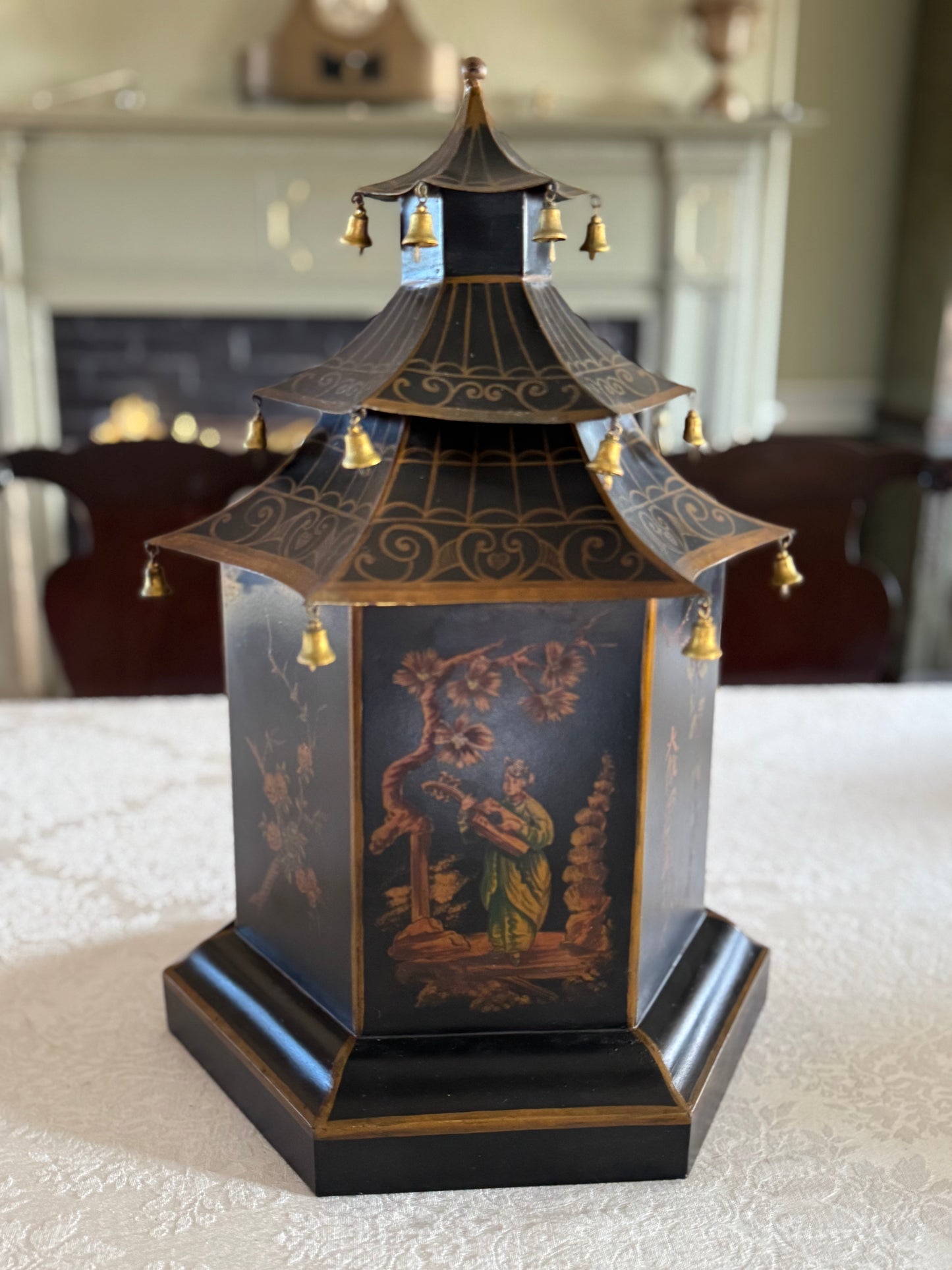 Vintage FRENCH Hand Painted TOLE WARE Pagoda Storage Box 17.5” X 12” RARE‼️
Apr1_18:37