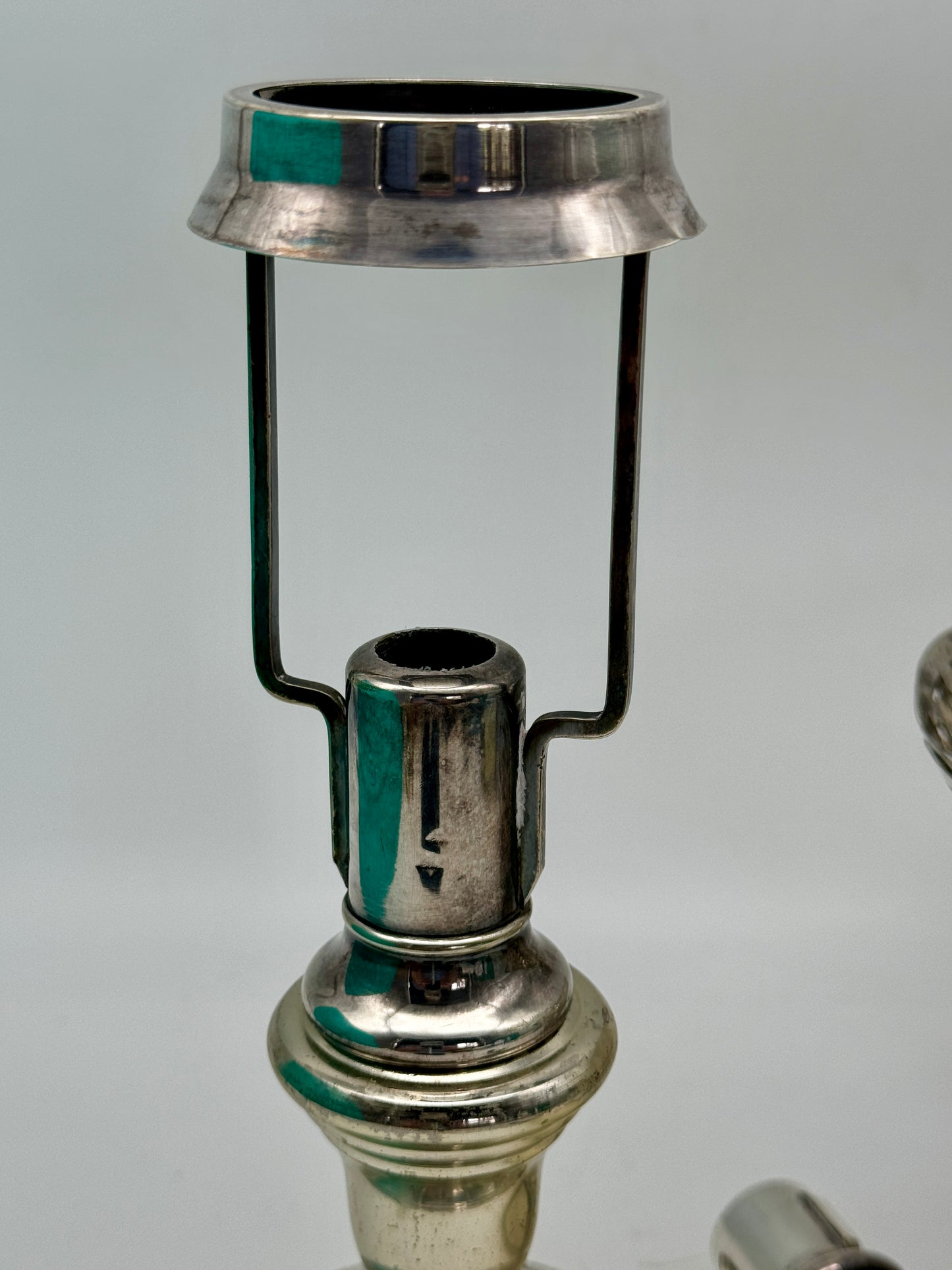 Pair of Vintage Reticulated Silver Plate Gorham Lamp Shades with Gorham Shade Holders
