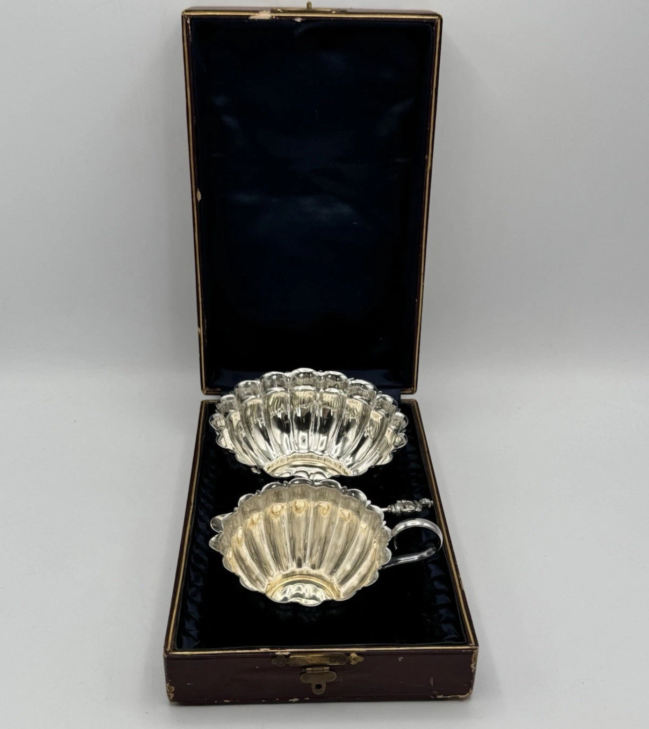Antique Silverplate Creamer & Sugar with Spoon ESPN in Fitted Presentation Box