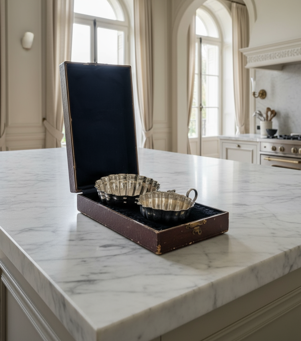 Antique Silverplate Creamer & Sugar with Spoon ESPN in Fitted Presentation Box